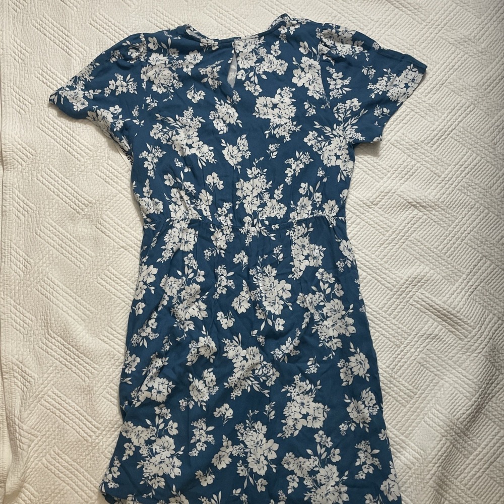 Old Navy Women's Dress Tall Large NWT Floral Blue Short Sleeve Office Sundress - Picture 8 of 11